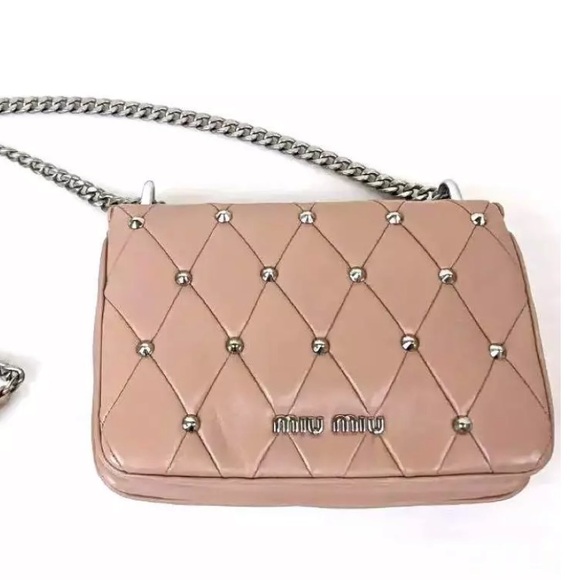 Miu Miu Calf-Skin Studded Chain Bag - Picture 1 of 5